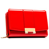 Czerwony, poziomy portfel damski wykonany z lakierowanej skóry ekologicznej - Peterson