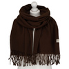 Duży, brązowy szal damski ozdobiony frędzlami - Peterson
