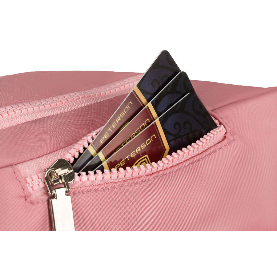Miejska saszetka z poliestru w różowym kolorze - Peterson