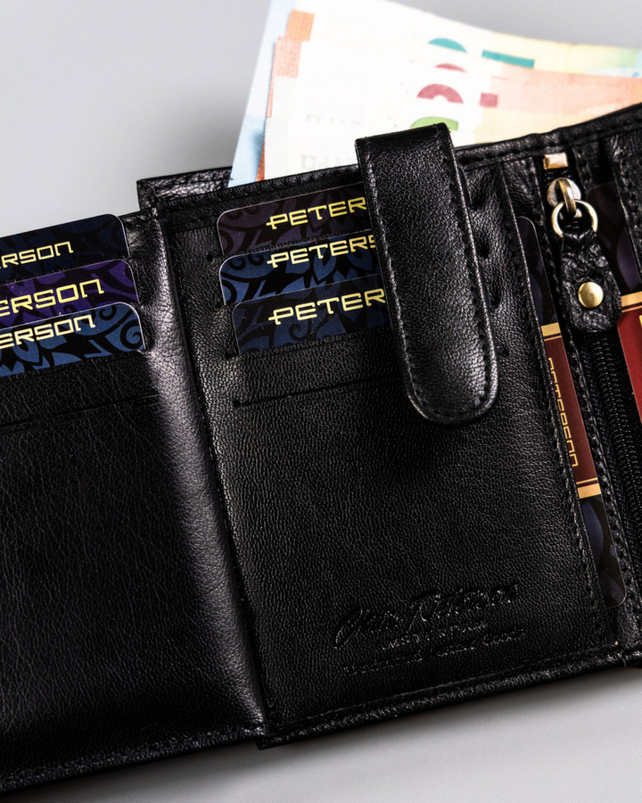 Portfel męski w wersji slim z koziej skóry - Peterson