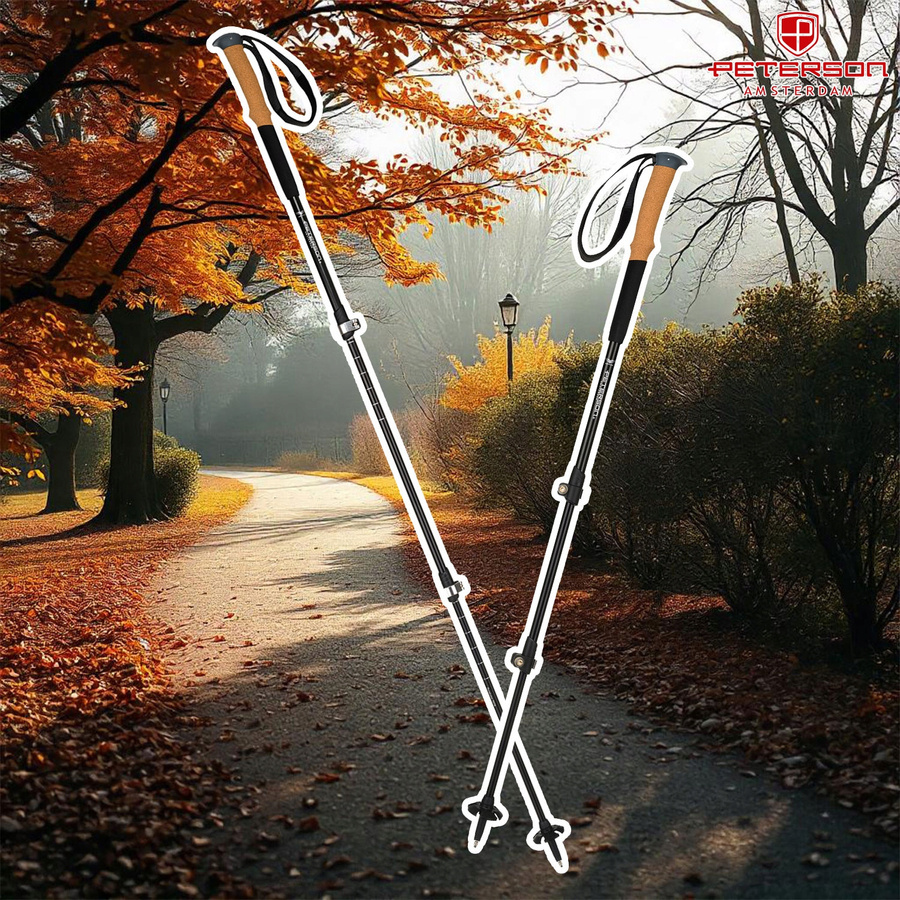 Regulowane, czarne kijki trekkingowe z aluminium - Peterson