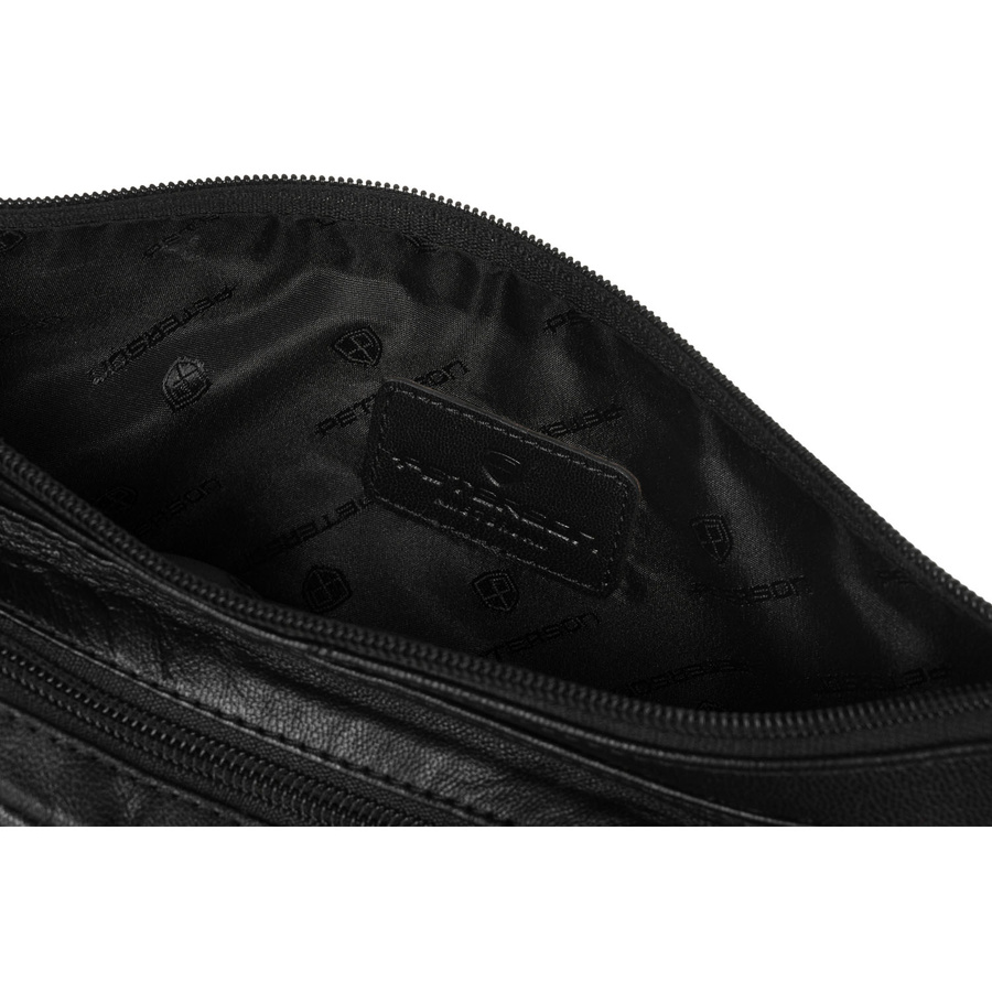 Biodrowa nerka męska w czarnym kolorze wykonana ze skóry naturalnej - Peterson