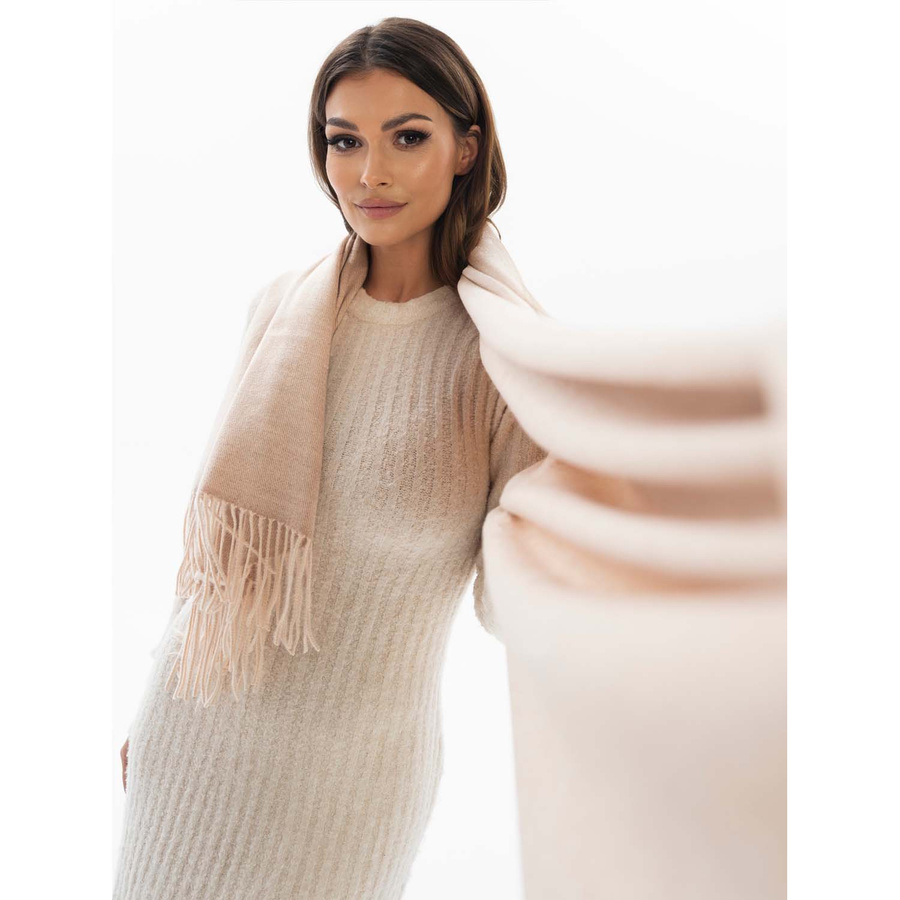 Szalik klasyczny z frędzlami w beżowym kolorze - Peterson