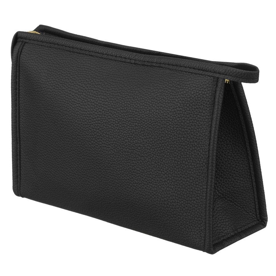 Czarna, praktyczna kosmetyczka ze skóry ekologicznej zamykana suwakiem - Rovicky