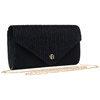 Brokatowa kopertówka damska w granatowym kolorze zawieszona na łańcuszku - Rovicky
