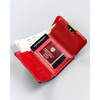 Mały, skórzany portfel damski w czerwonym kolorze zamykany na zatrzask i bigiel - Peterson