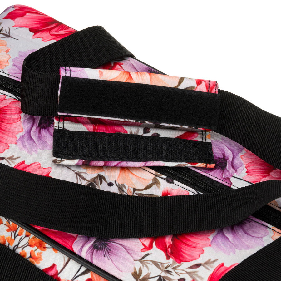 Wielokolorowa torba podróżna z wytrzymałego poliestru z portem USB, pokryta roślinnym wzorem - Rovicky