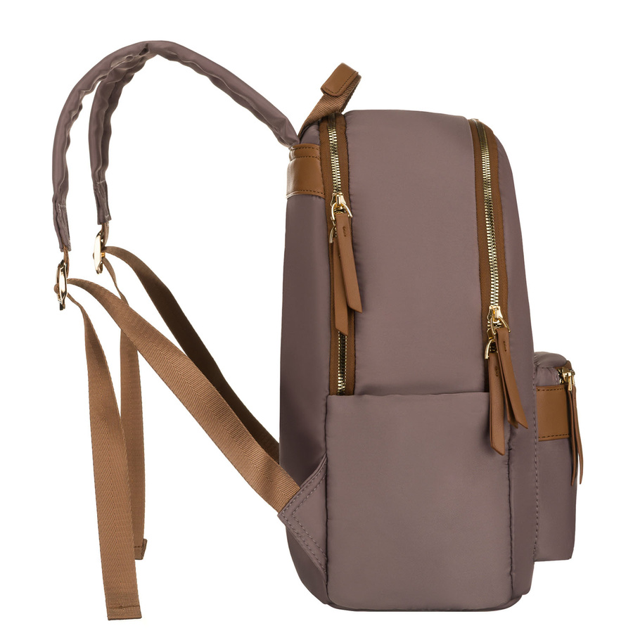 Dwukomorowy plecak damski z poliestru w beżowym kolorze - Peterson