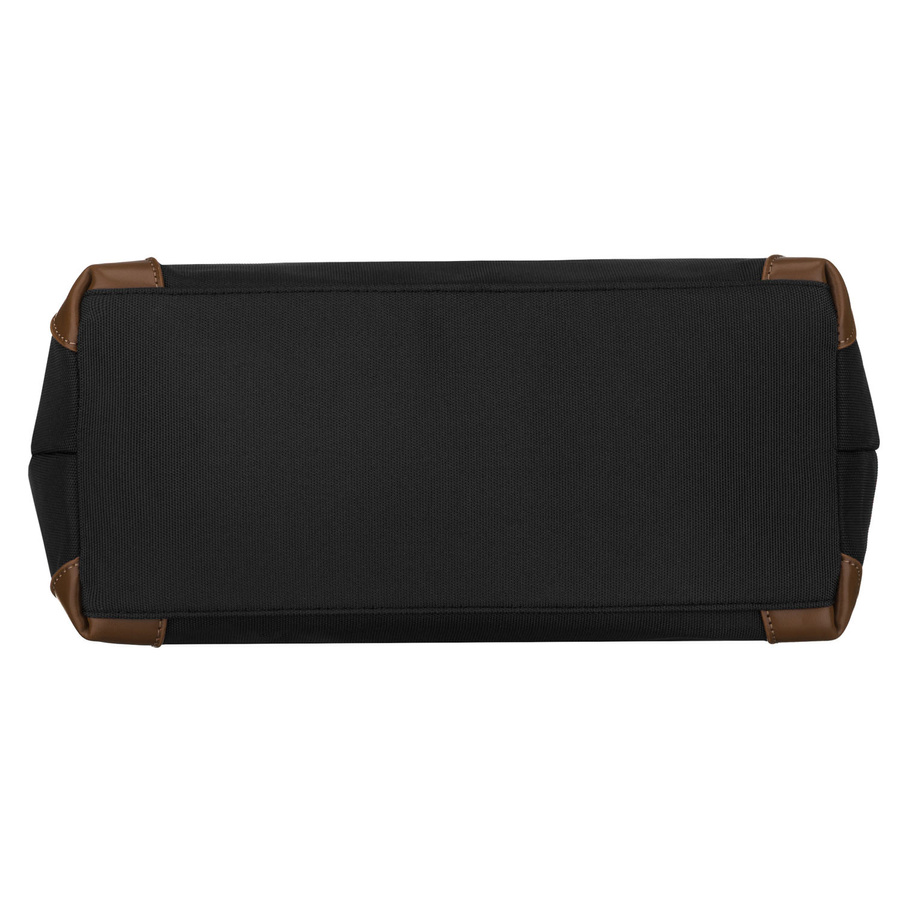 Duża, czarna shopperka damska na uchwytach i doczepianym pasku - Peterson