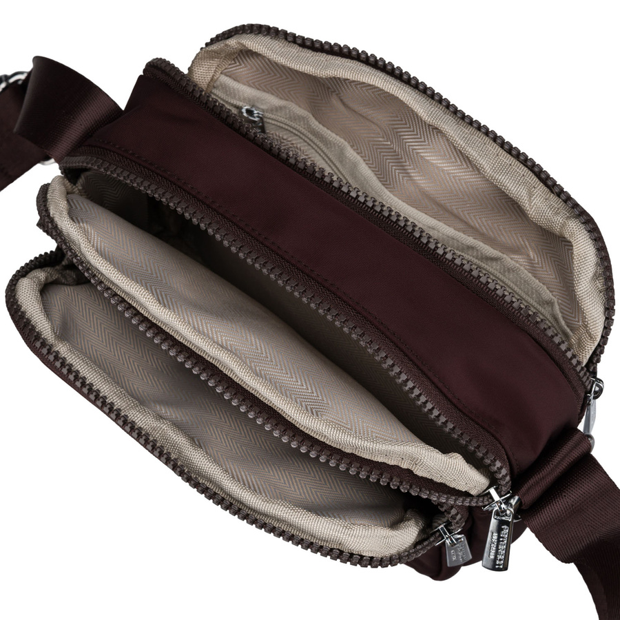 Bordowa listonoszka damska z poliestru zawieszona na regulowanym pasku - Peterson