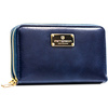 Granatowy portfel damski w typie piórnika ze skóry ekologicznej zamykany suwakiem - Peterson