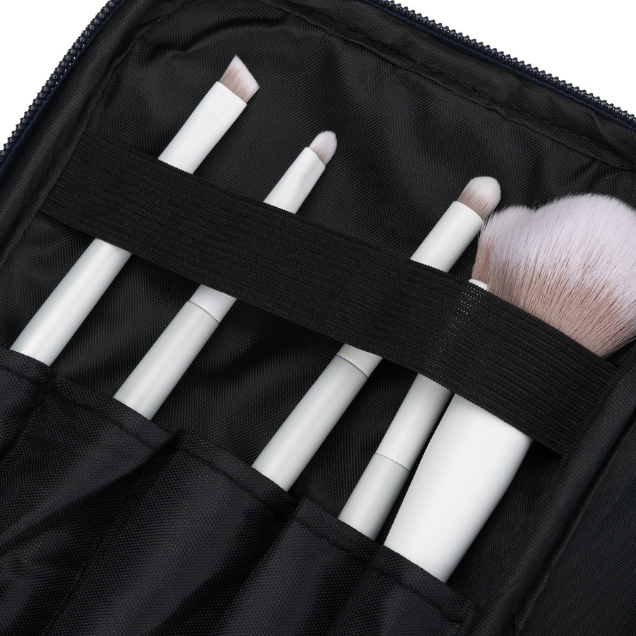 Granatowa kosmetyczka z tkaniny syntetycznej z poręcznym uchwytem - Peterson