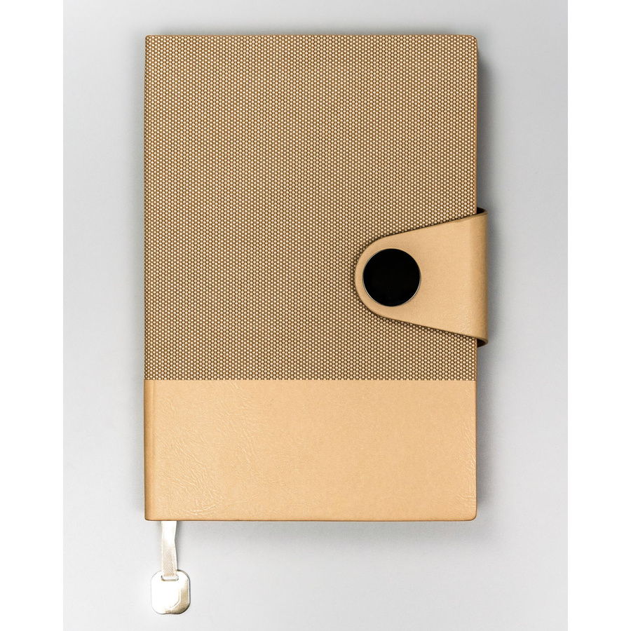 Beżowy notes w formacie A5 zadrukowany w linie - Peterson