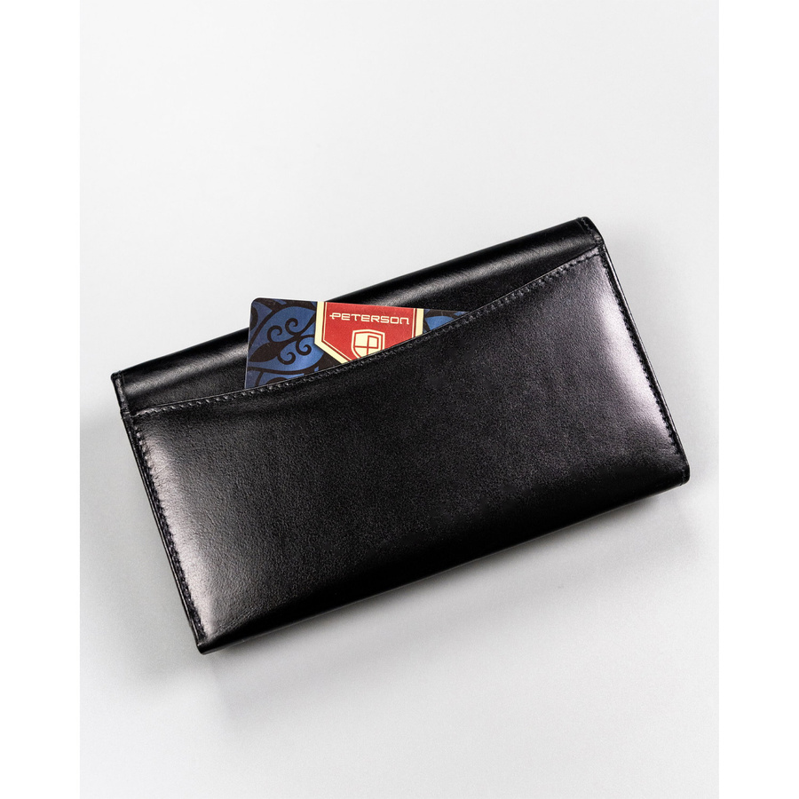 Portfel skórzany czarny dla kobiet z RFID - Peterson