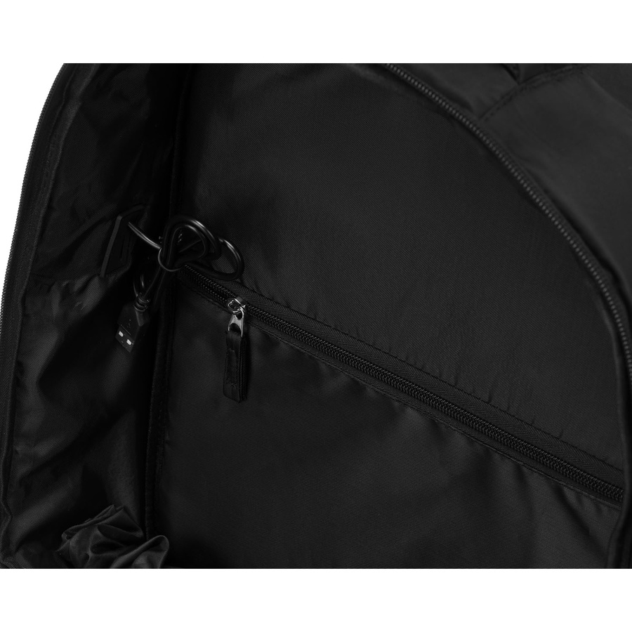 Czarny, trzykomorowy plecak podróżny wykonany z poliestru - Peterson