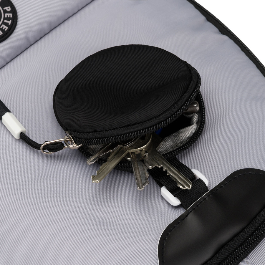 Szaro-czarny plecak szkolny z poliestru z dodatkową saszetką - Peterson