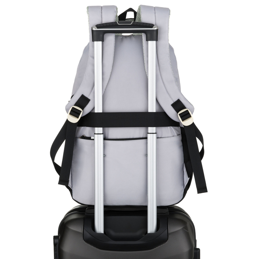 Białoczarny plecak szkolny z poliestru z poręczną dodatkową saszetką - Peterson