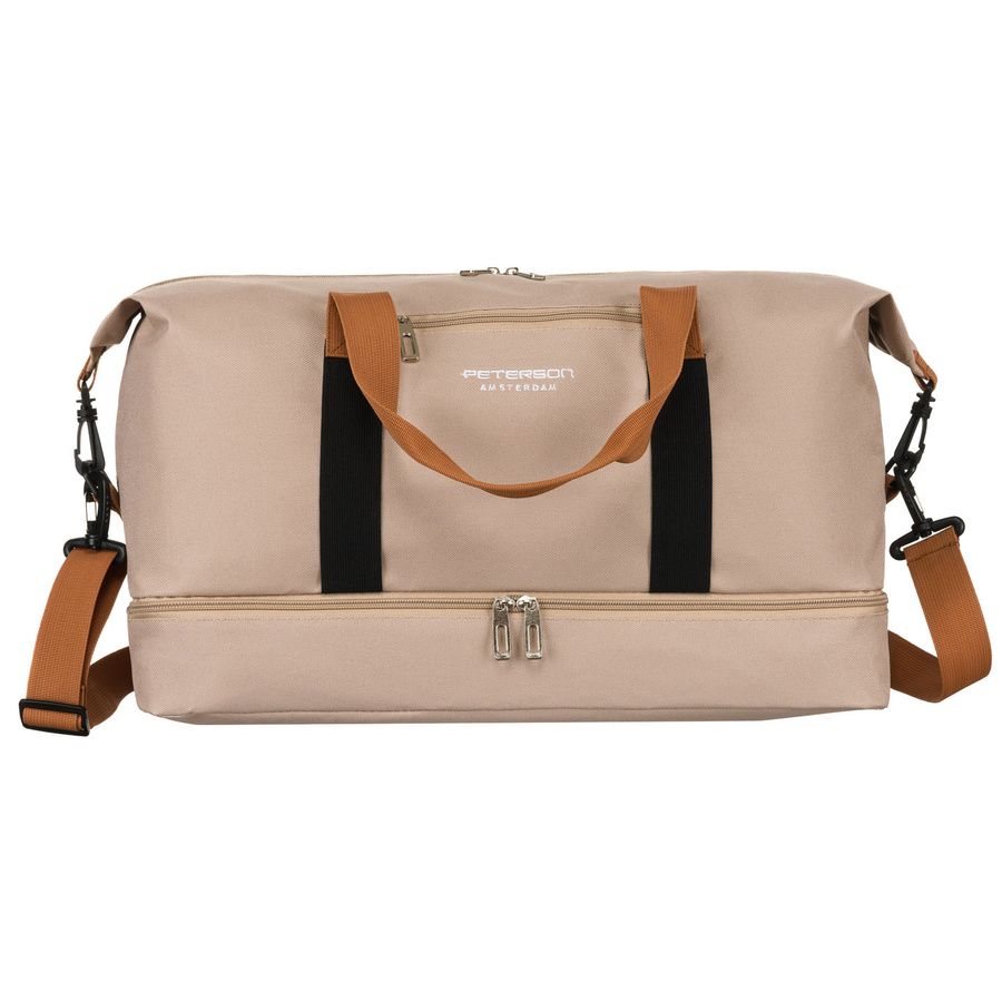 Beżowa, wodoodporna torba podróżna z poliestru - Peterson