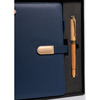 Zestaw prezentowy: elegancki, granatowy notes A5 w linie i długopis z czarnym wkładem - Peterson