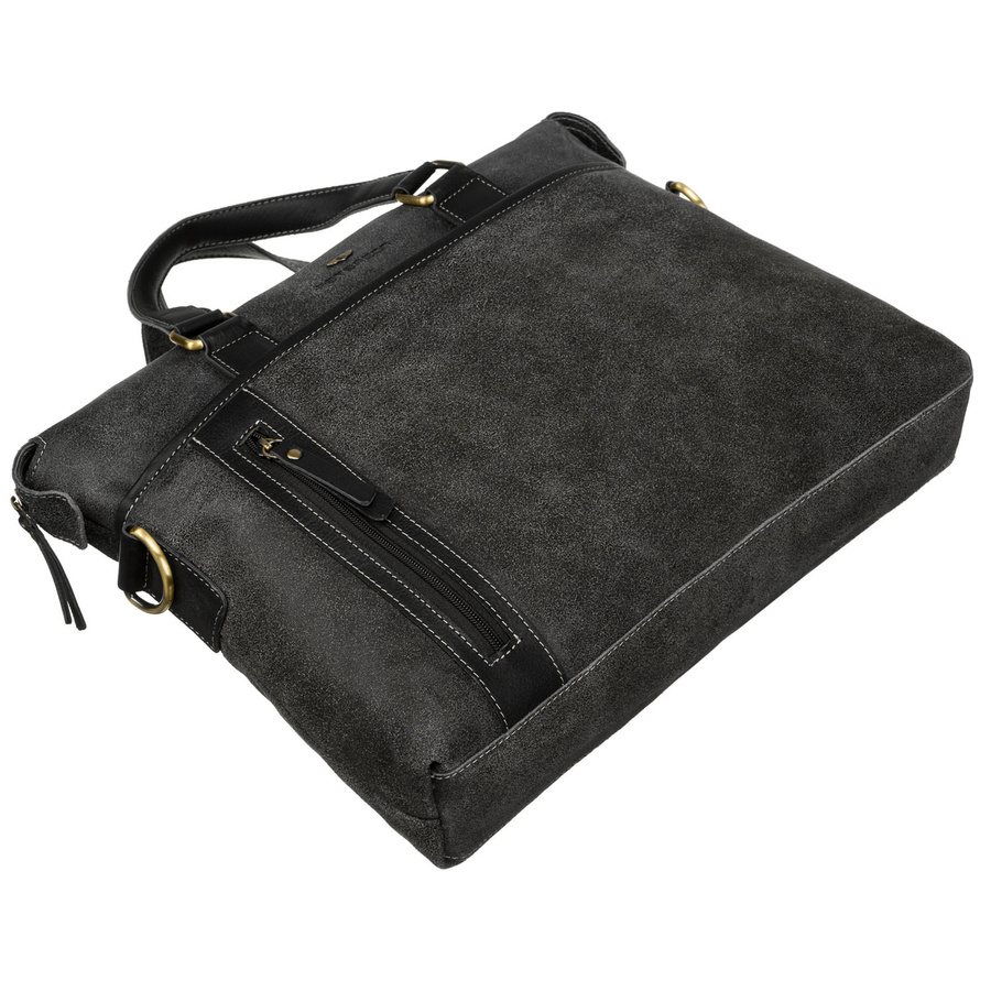 Czarna, skórzana torba męska na dokumenty z miejscem na laptopa - Peterson