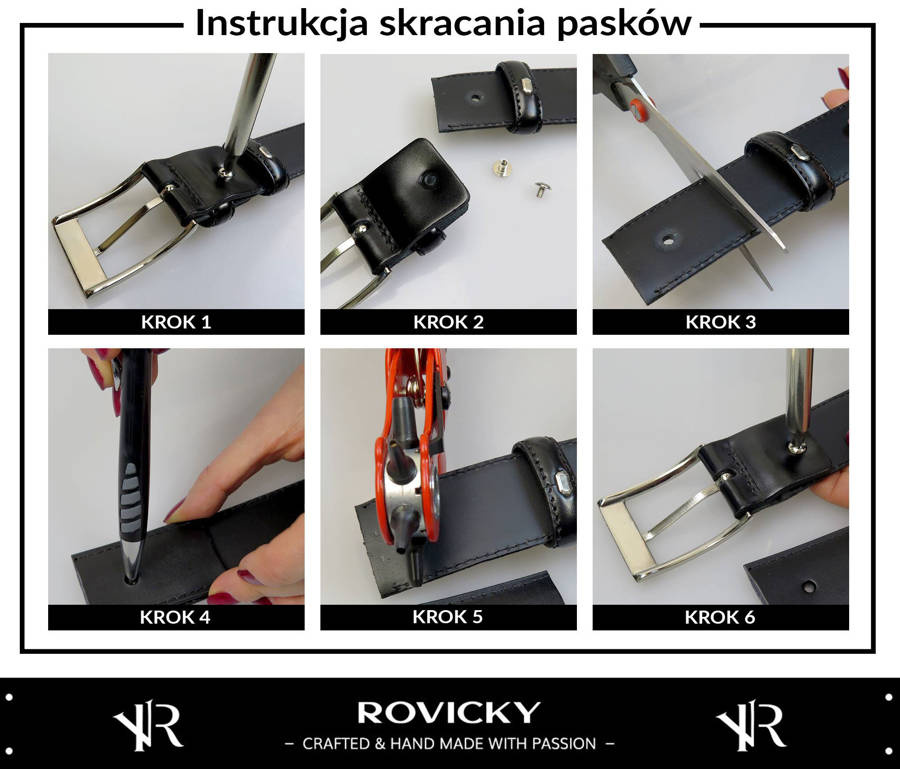 Wąski pasek męski handmade ze skóry naturalnej licowej - Rovicky