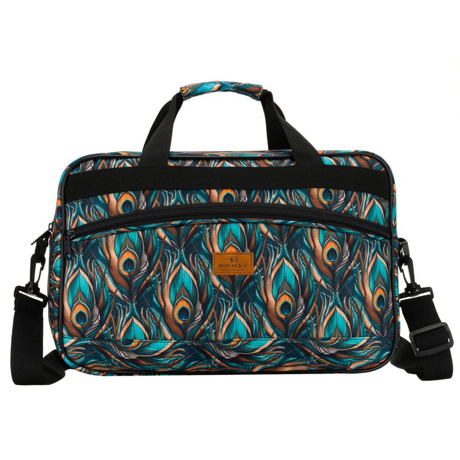 Torba podróżna z wytrzymałego poliestru z roślinnym wzorem wyposażona w dopinany pasek - Rovicky