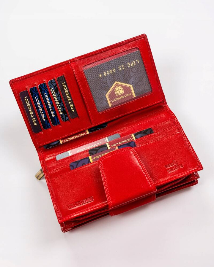 Pojemny, skórzany portfel damski na zatrzask - Peterson