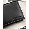 Mały, czarny portfel męski ze skóry naturalnej wyposażony w system RFID - Rovicky