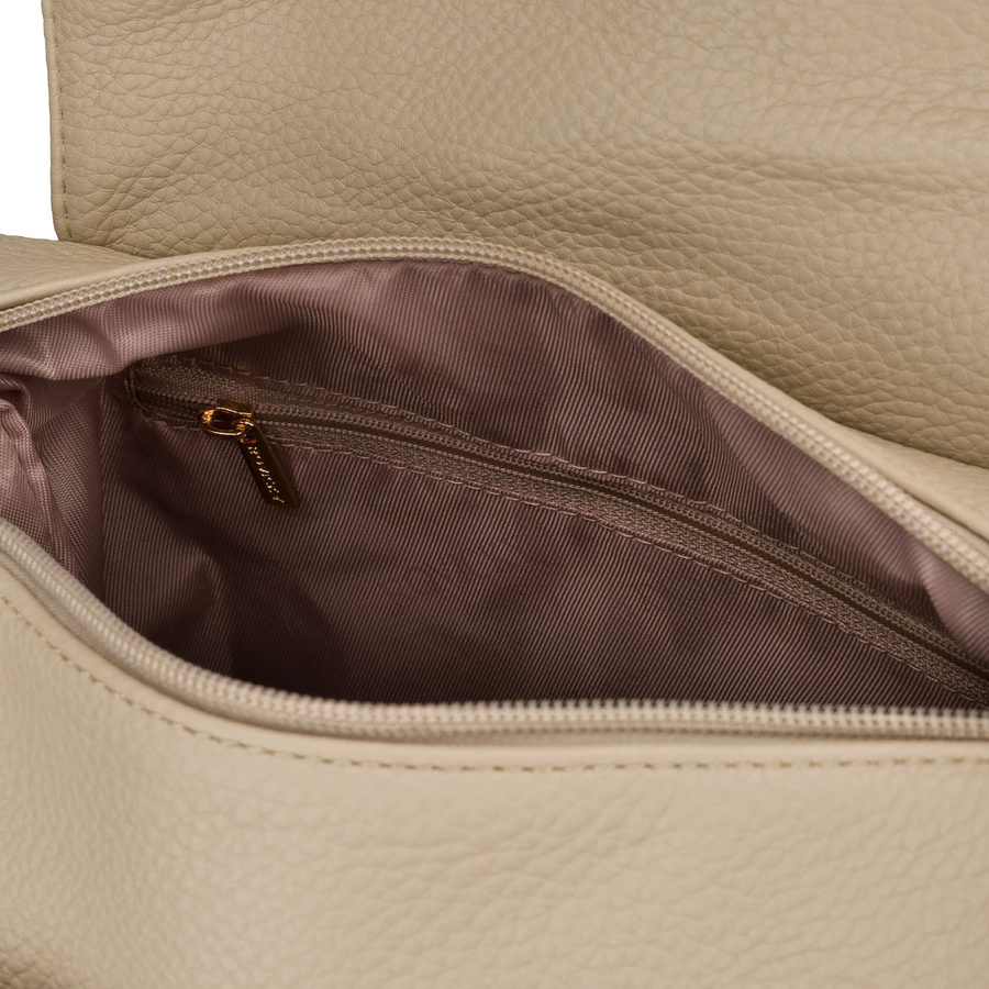 Pojemna, beżowa torebka damska na ramię z kieszeniami - Rovicky