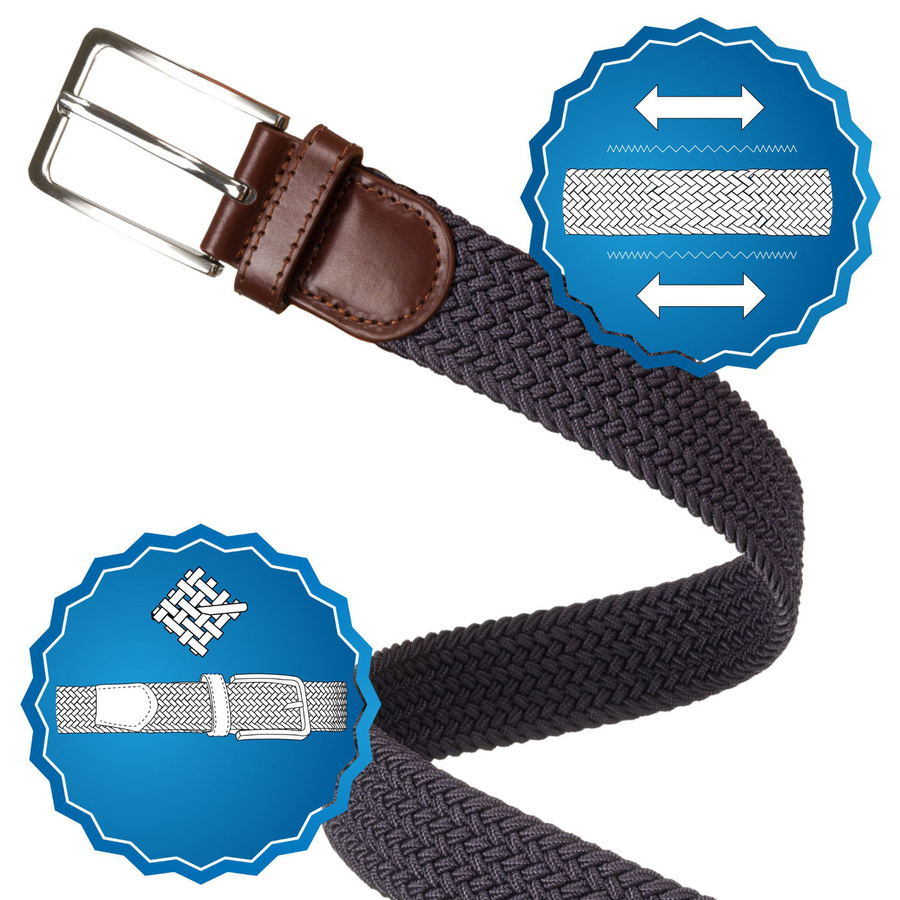 Uniseksowy pasek parciany w szarym kolorze z tradycyjną klamrą - Rovicky