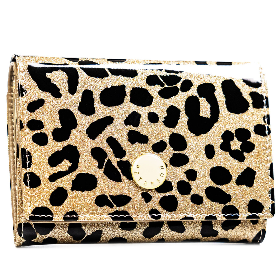 Portfel damski ze skóry ekologicznej i naturalnej w złotym kolorze w cętki - Peterson