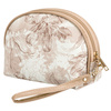 Kompaktowa, beżowa kosmetyczka damska z botanicznym printem - Peterson