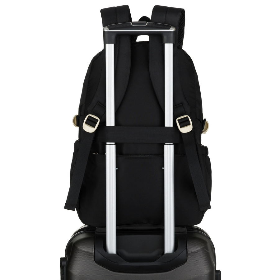 Plecak szkolny z poliestru w czarnym kolorze z przegrodą na laptopa - Peterson