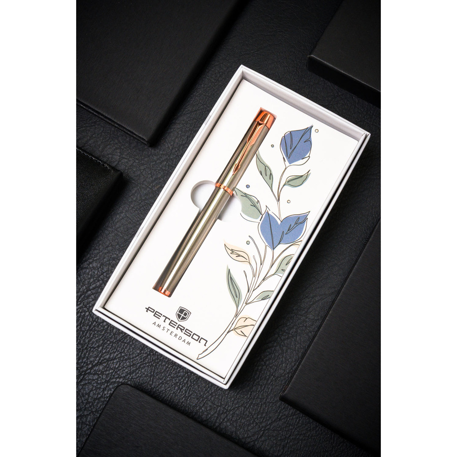 Metalowy długopis w srebrno-złotym kolorze z czarnym wkładem - Peterson