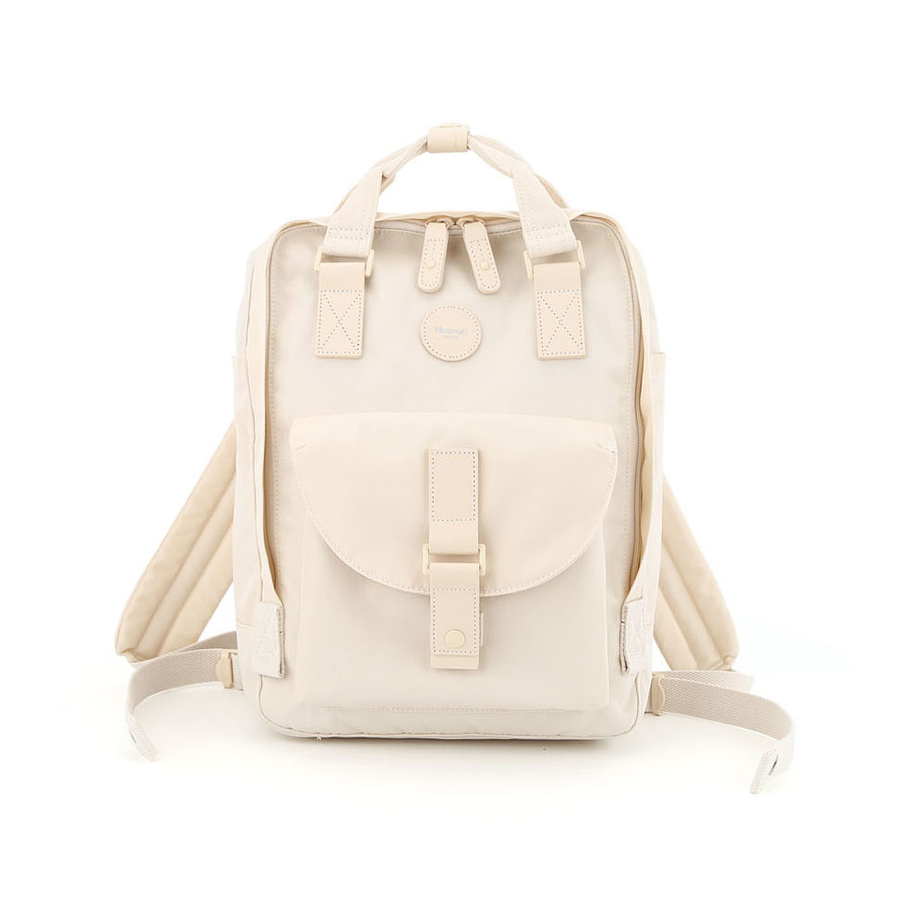 Wodoodporny plecak miejski w kremowym kolorze zamykany suwakiem i zawieszony na regulowanych szelkach - Himawari