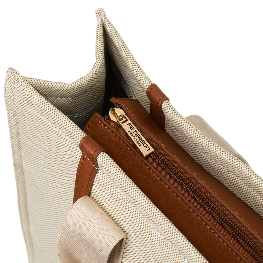 Modna shopperka damska w brązowo-beżowym kolorze z regulowanym paskiem w zestawie - Peterson