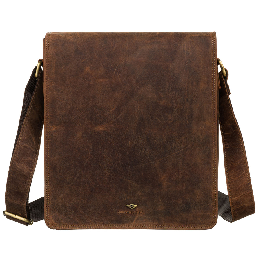 Duża torba męska ze skóry naturalnej z klapką - Peterson