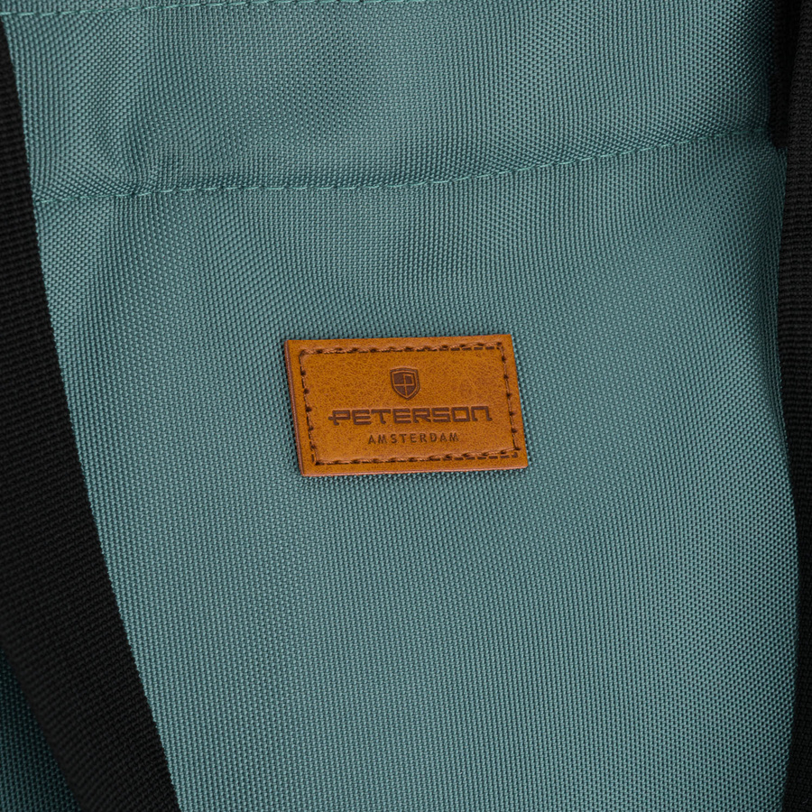 Jasnozielona shopperka damska z poliestru, zawieszona na uchwytach i doczepianym pasku - Peterson