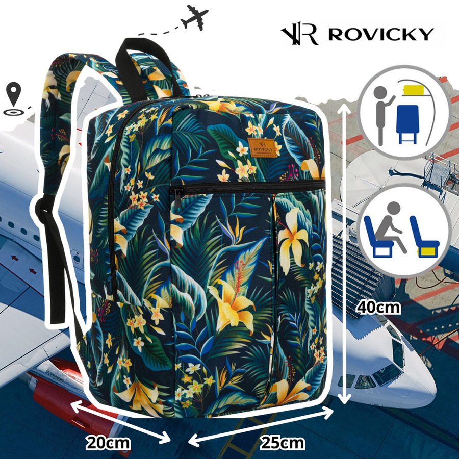 Pojemny plecak podróżny zamykany na suwak w kwiatowy wzór - Rovicky