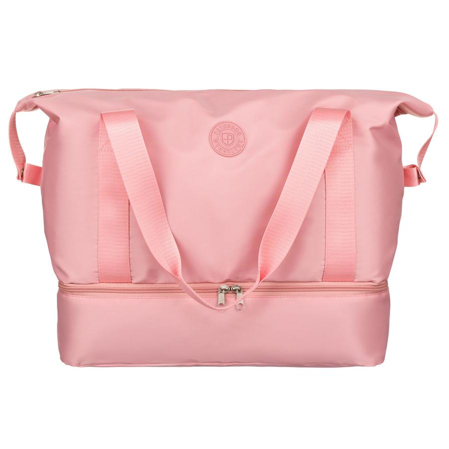 Różowa torba weekendowa z wytrzymałego poliestru zawieszona na wygodnych uchwytach - Peterson