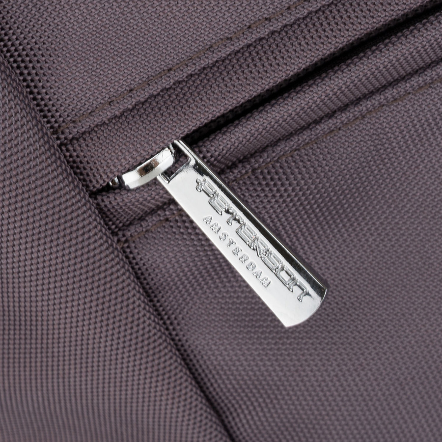 Szara shopperka damska na uchwytach i doczepianym pasku, zamykana suwakiem - Peterson