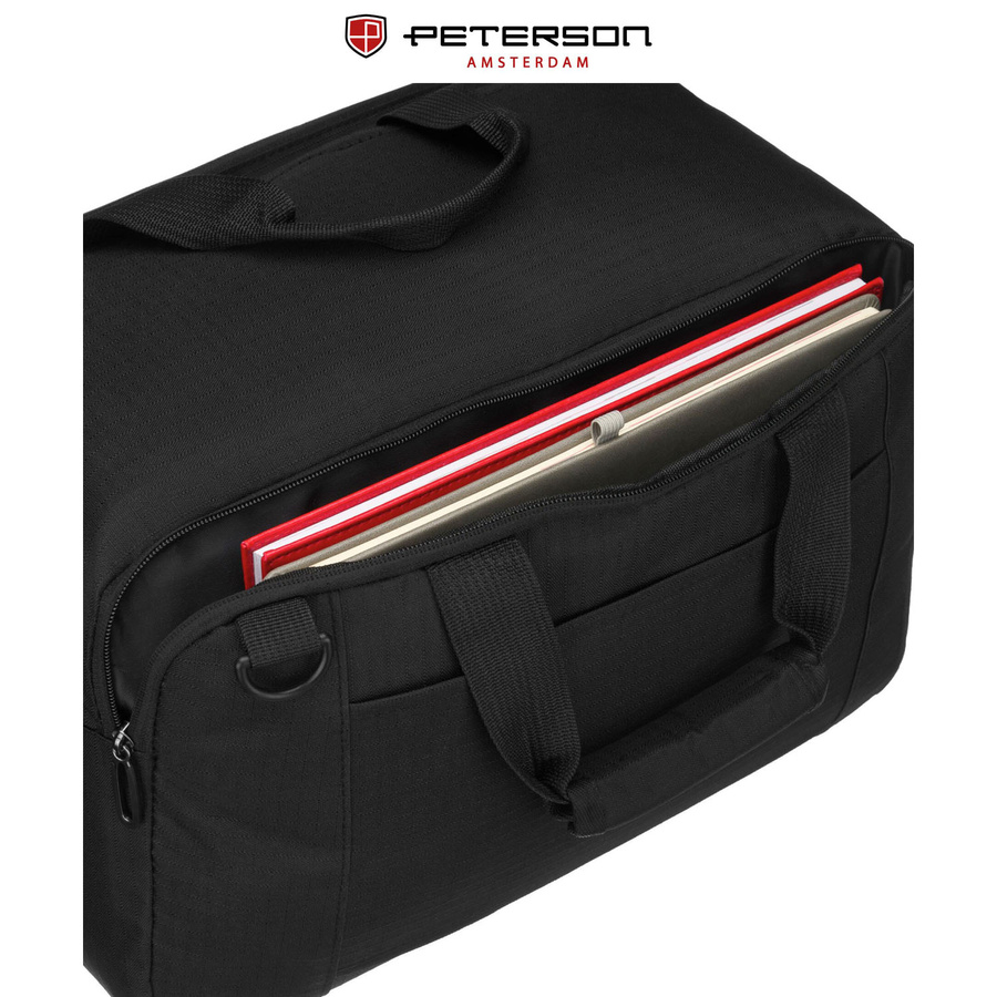 Plecak podróżny w czarnym kolorze zamykany suwakiem, idealny na bagaż podręczny - Peterson