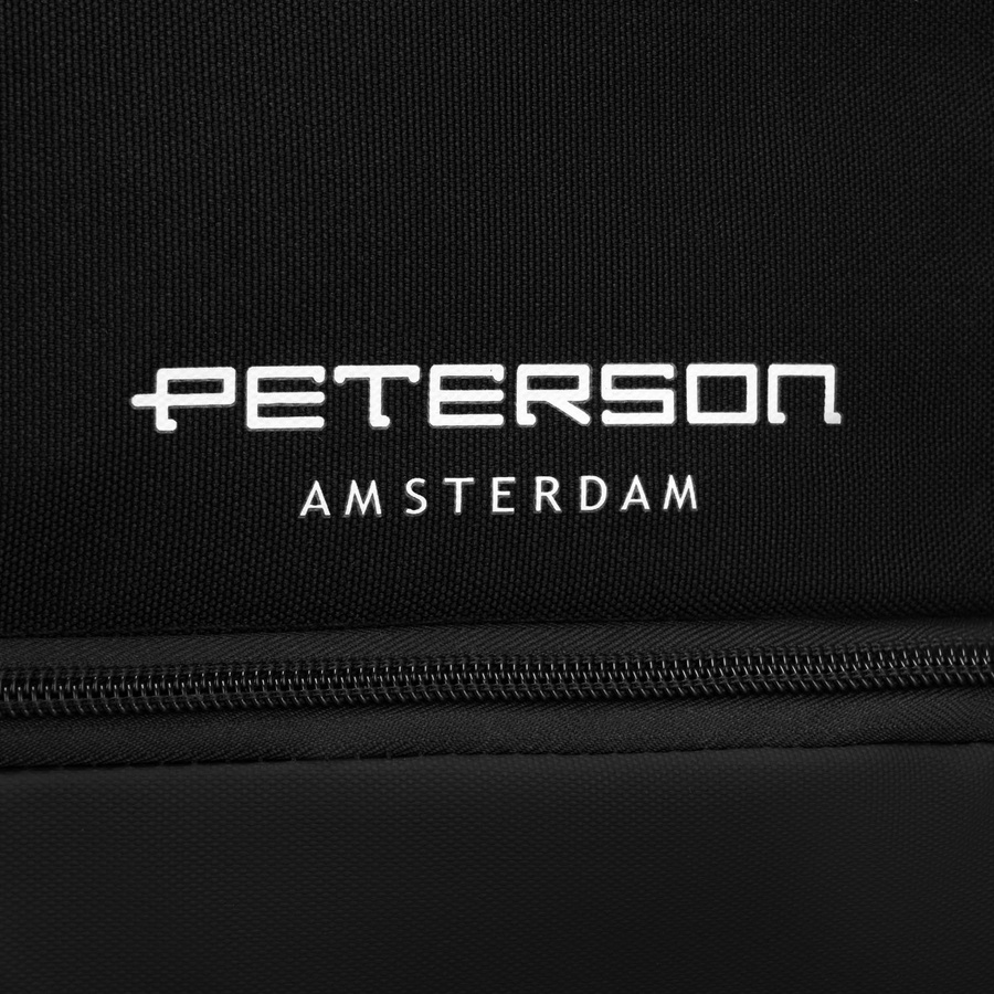 Czarna, pojemna torba podróżna wykonana z wytrzymałego poliestru - Peterson