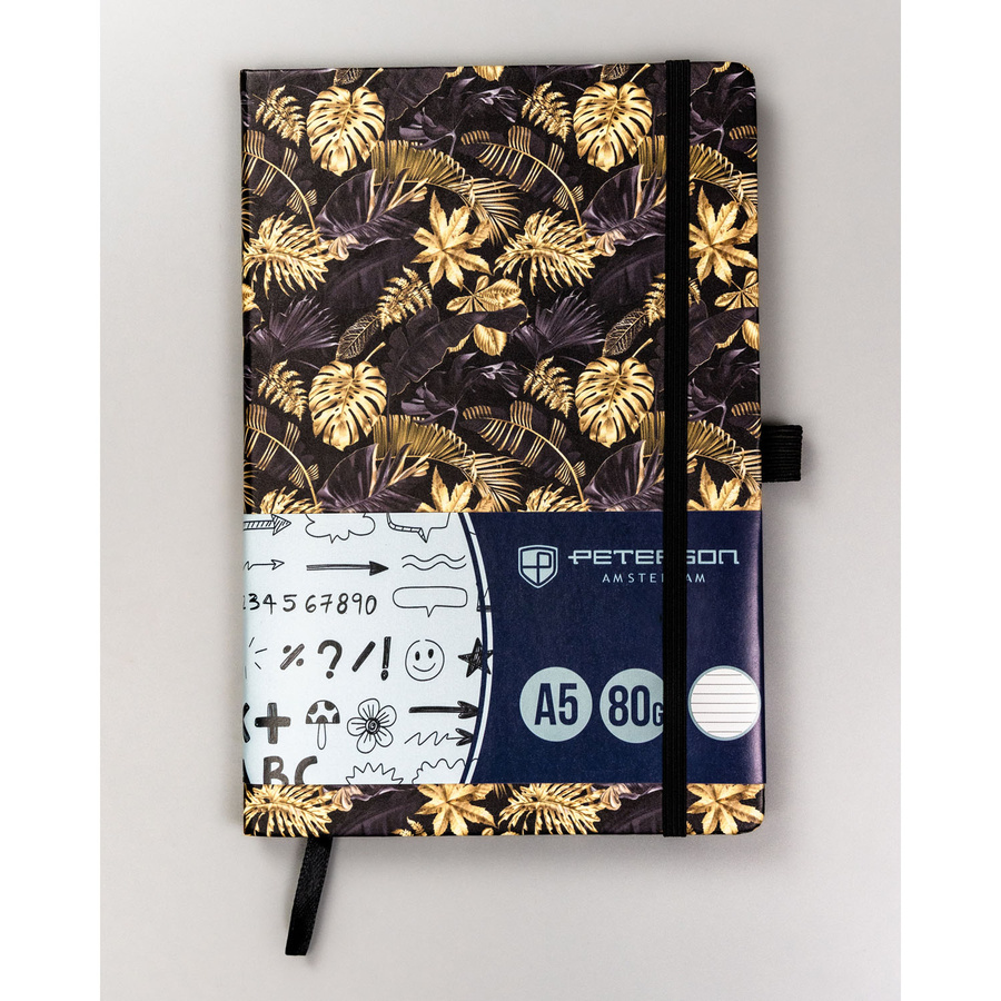 Czarno-złoty notes w formacie A5 w twardej oprawie - Peterson