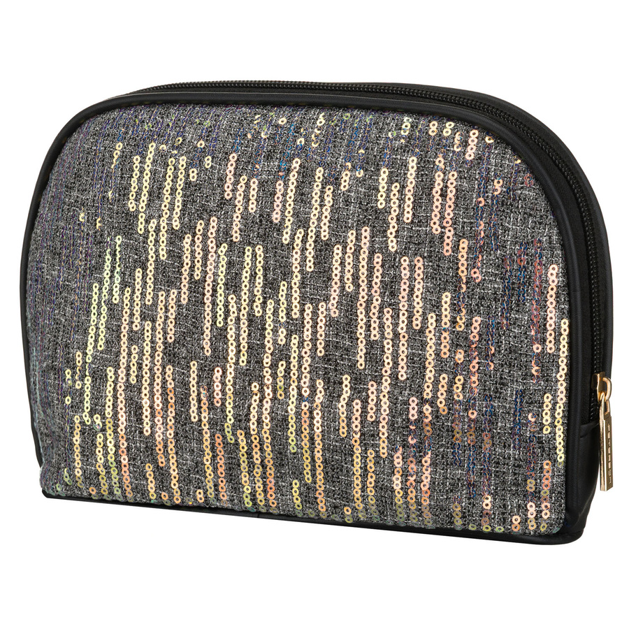 Czarna kosmetyczka z materiału syntetycznego, jednokomorowa i zamykana suwakiem - Peterson