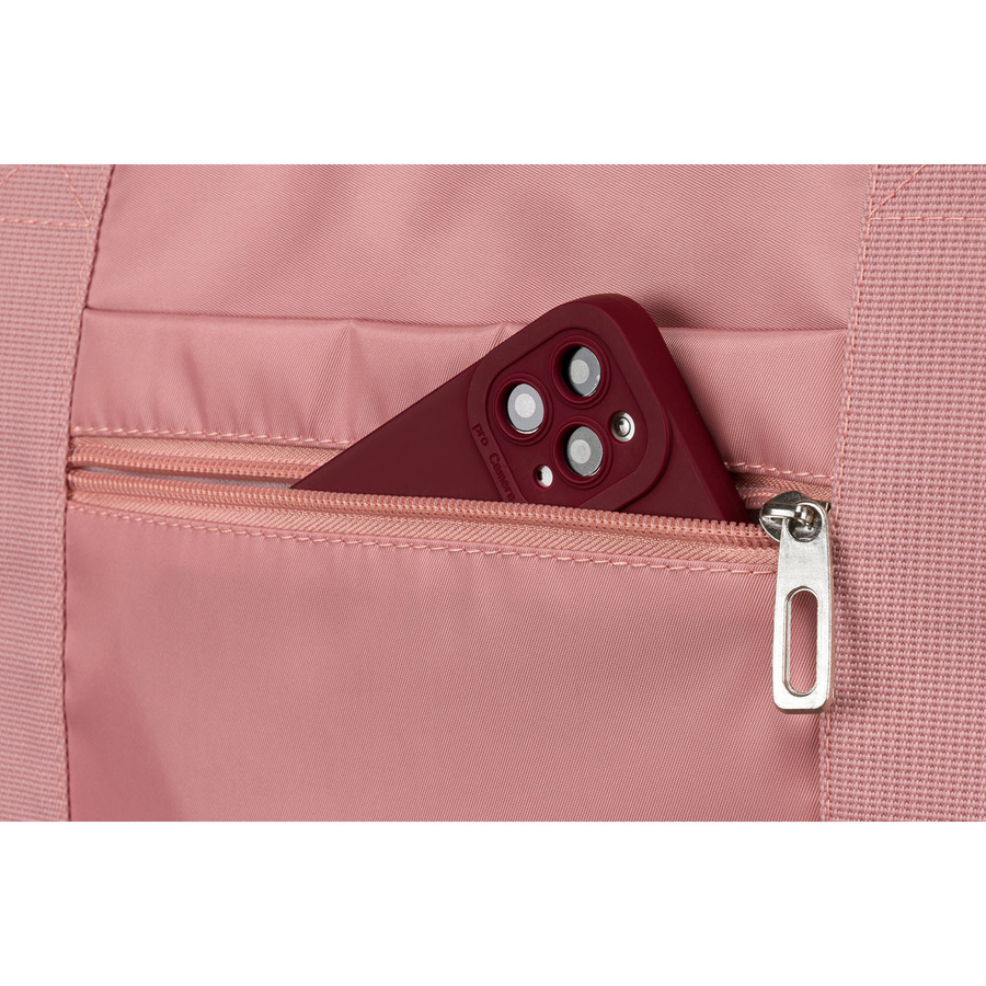 Różowa torba weekendowa wykonana z poliestru z kieszonkami zewnętrznymi - Peterson