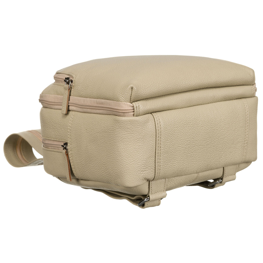 Skórzany, miejski plecak damski w beżowym kolorze - Rovicky