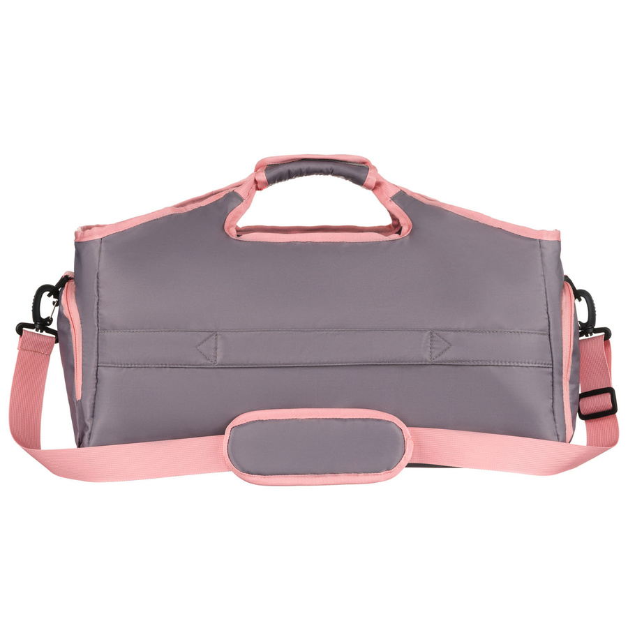 Pojemna, weekendowa torba podróżna w szaro-różowym kolorze z komorą termiczną na obuwie - Peterson