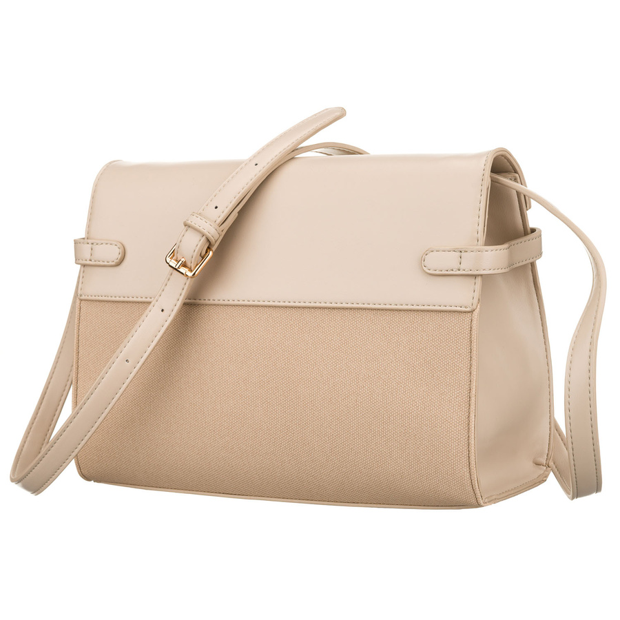 Beżowa torebka damska zamykana suwakiem i magnesem - Peterson