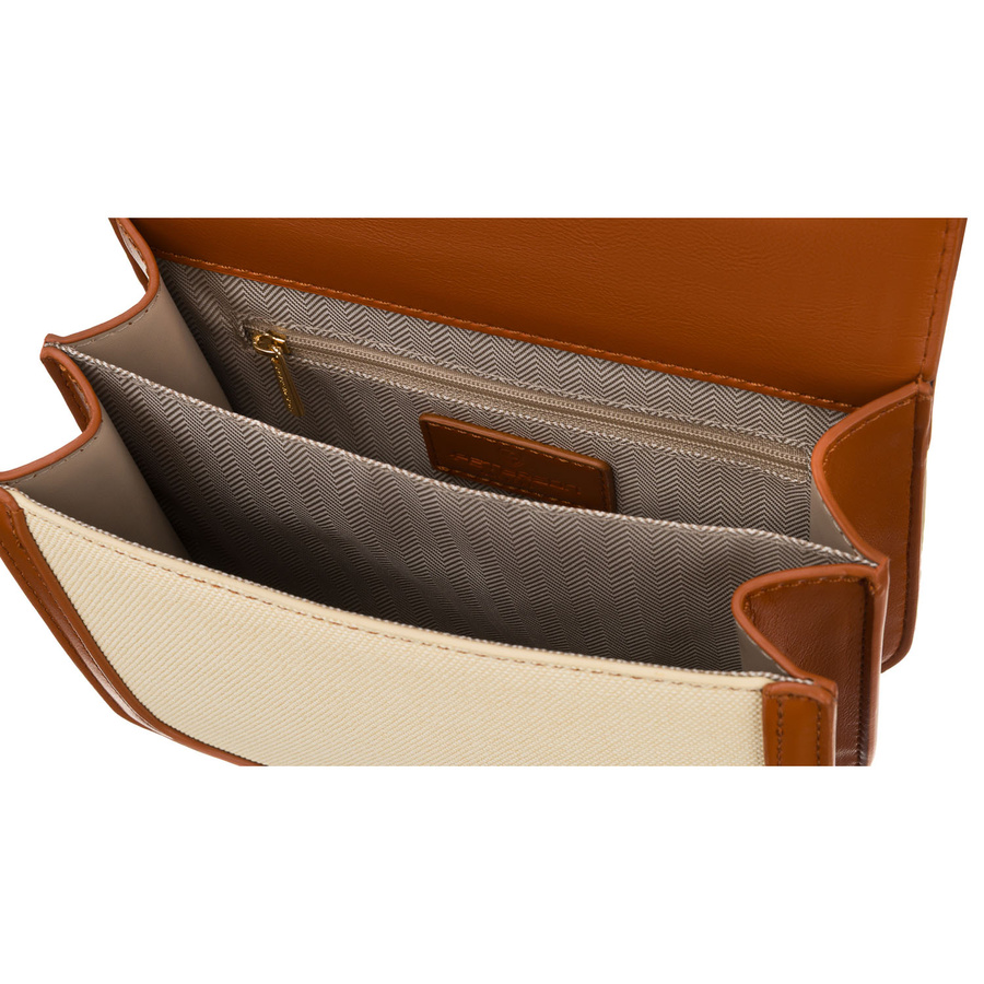 Listonoszka damska w kolorach ecru i brązowym, dwukomorowa - Peterson
